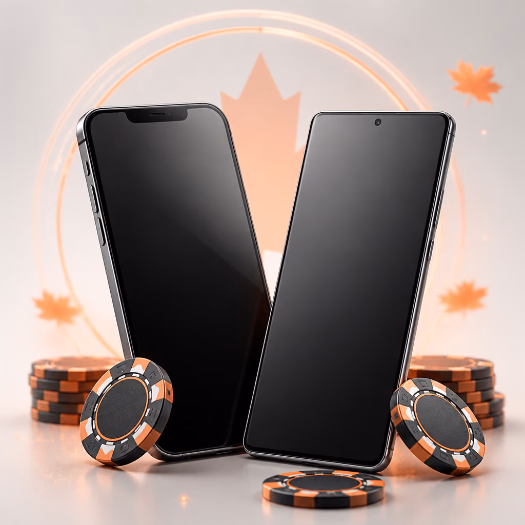 Mobile casino access illustration on smartphones