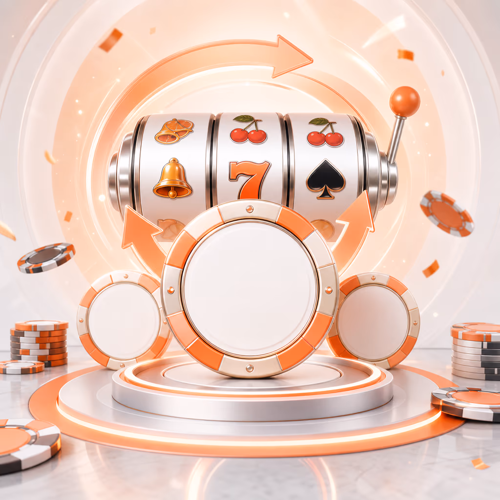 Free spins casino reels illustration with blank bonus chips